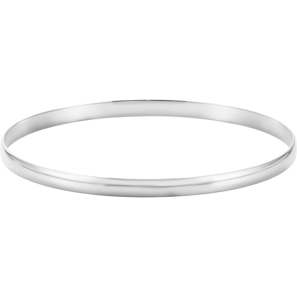 Alternate view of the 4mm 14k White Gold Solid Half Round Bangle Bracelet, 7.5 Inch by The Black Bow Jewelry Co.