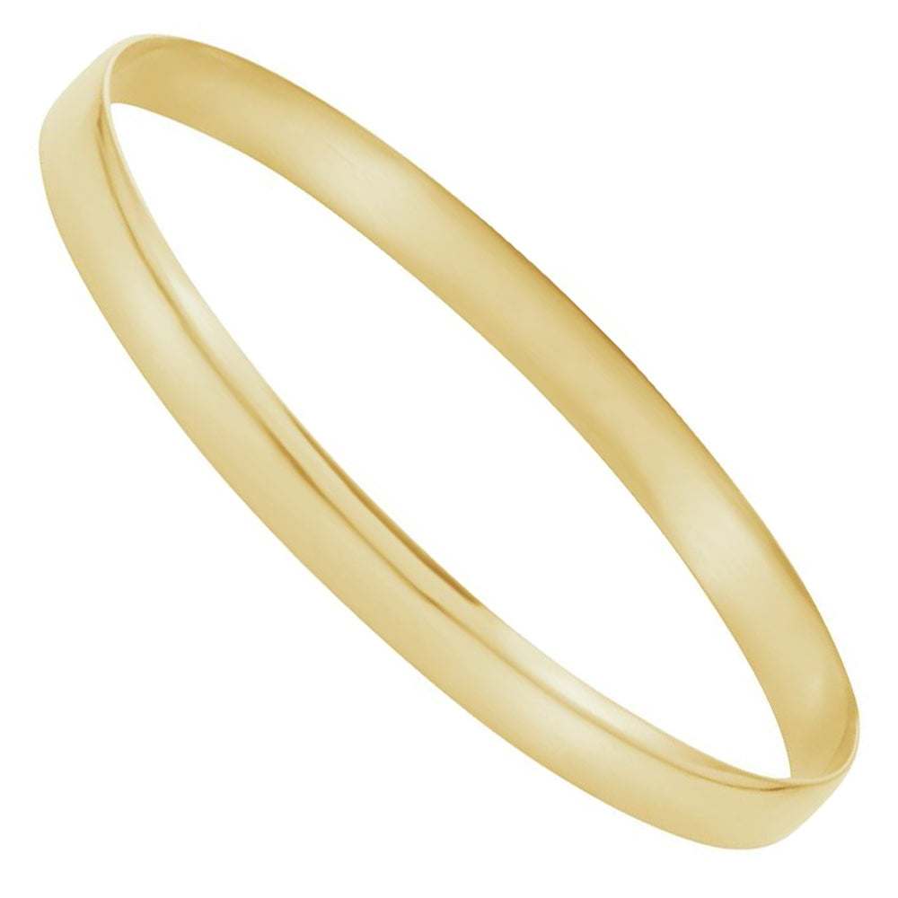 Alternate view of the 4mm 14k Yellow or White Gold Solid Half Round Bangle Bracelet, 7.5 In by The Black Bow Jewelry Co.