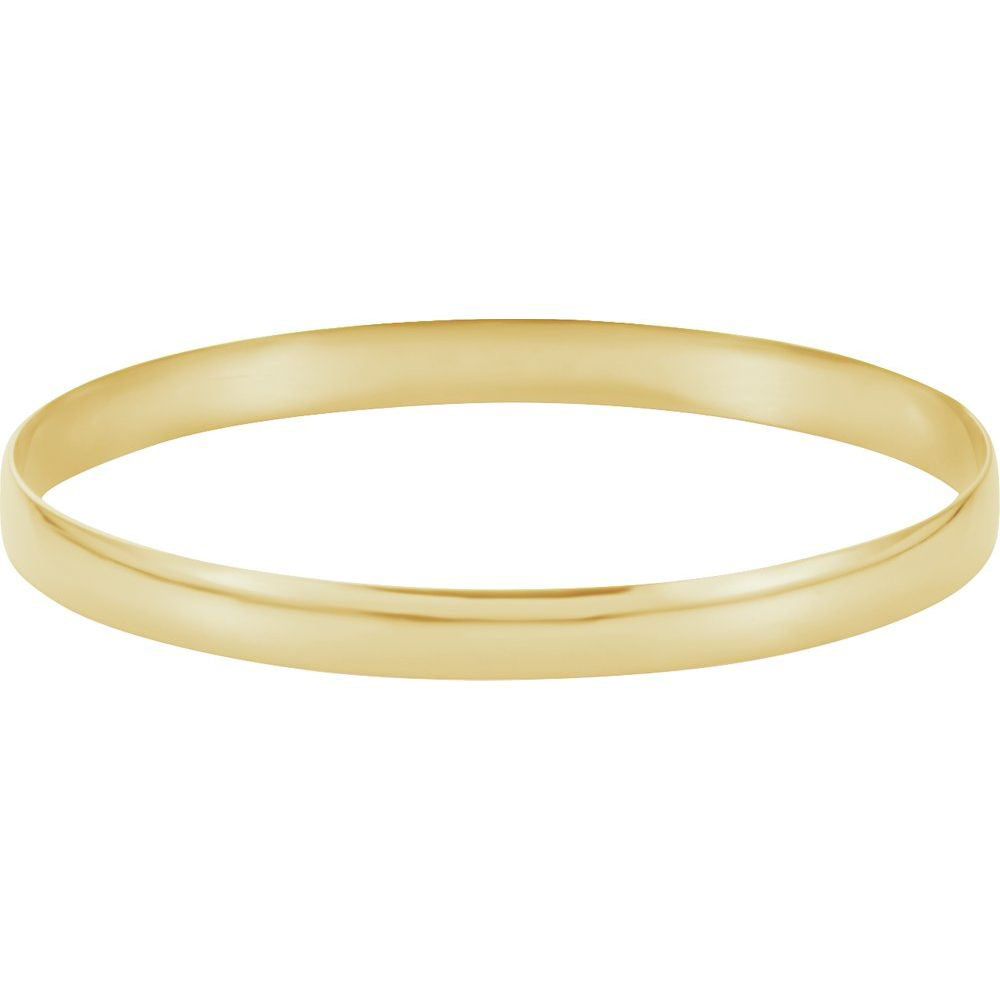 Alternate view of the 4mm 14k Yellow Gold Solid Half Round Bangle Bracelet, 7.5 Inch by The Black Bow Jewelry Co.