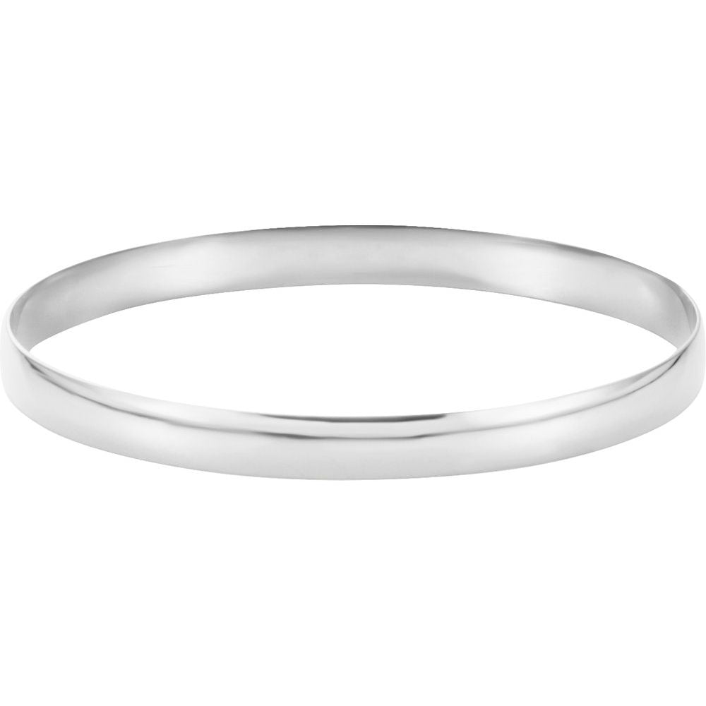 Alternate view of the 6mm 14k White Gold Solid Half Round Bangle Bracelet, 7.75 Inch by The Black Bow Jewelry Co.