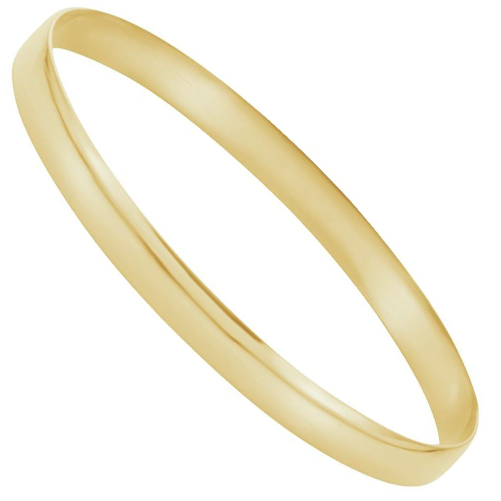 Alternate view of the 6mm 14k Yellow or White Gold Solid Half Round Bangle Bracelet, 7.75 In by The Black Bow Jewelry Co.