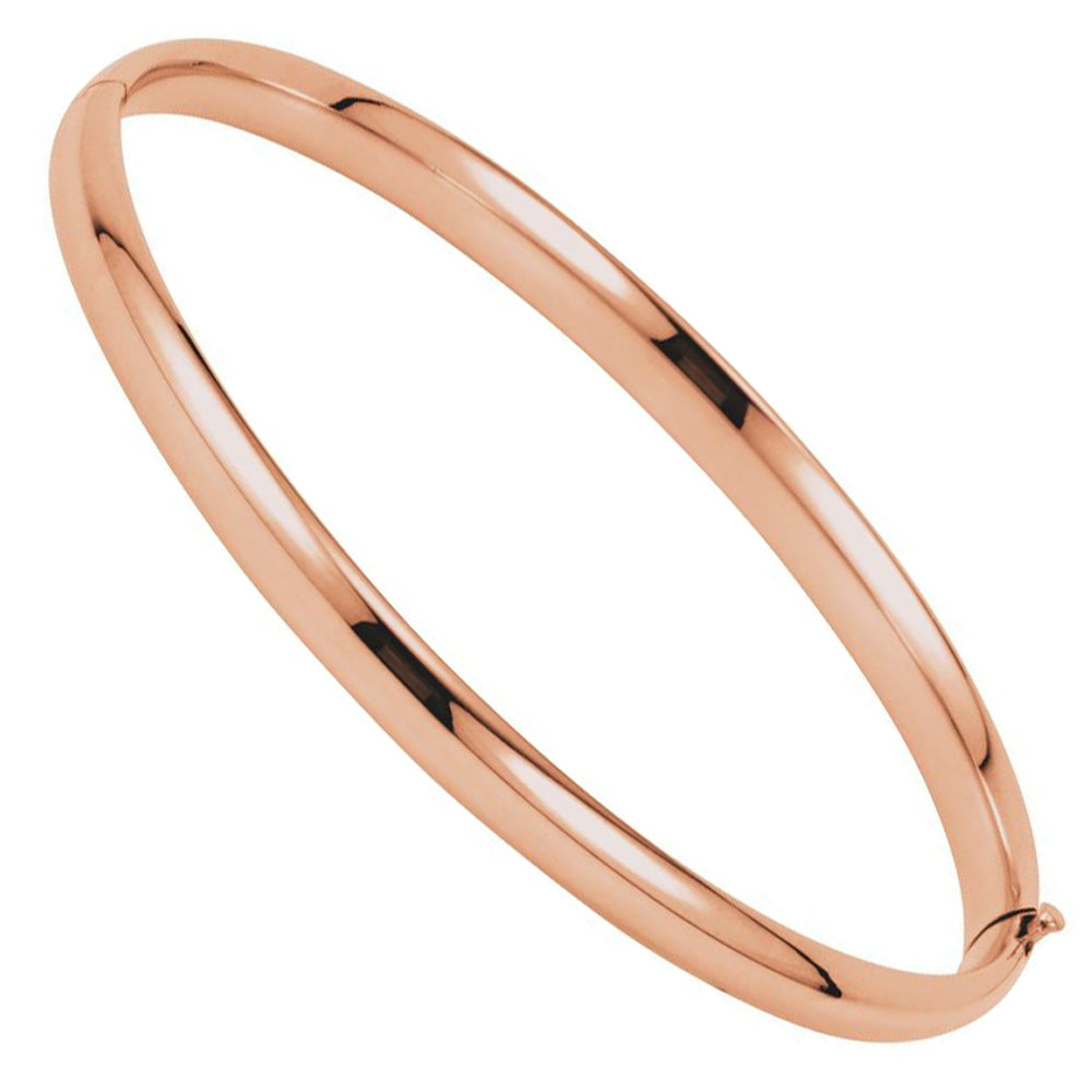 4.75mm 14k Yellow, White or Rose Gold Hollow Hinged Bangle Bracelet, Item B15708 by The Black Bow Jewelry Co.