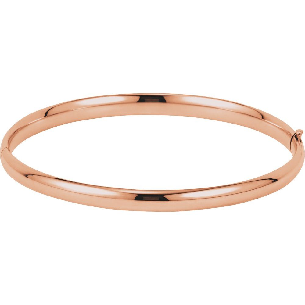 Alternate view of the 4.75mm 14k Rose Gold Hollow Hinged Bangle Bracelet, 7 Inch by The Black Bow Jewelry Co.