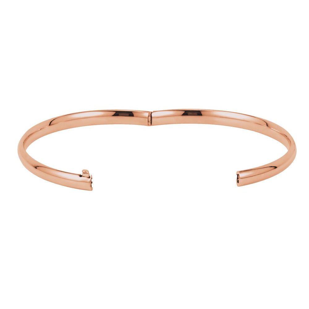 Alternate view of the 4.75mm 14k Rose Gold Hollow Hinged Bangle Bracelet, 7 Inch by The Black Bow Jewelry Co.