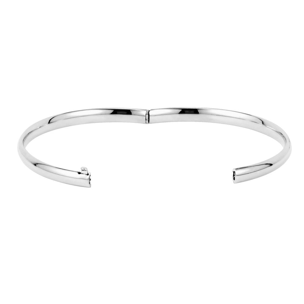 Alternate view of the 4.75mm 14k White Gold Hollow Hinged Bangle Bracelet, 7 Inch by The Black Bow Jewelry Co.