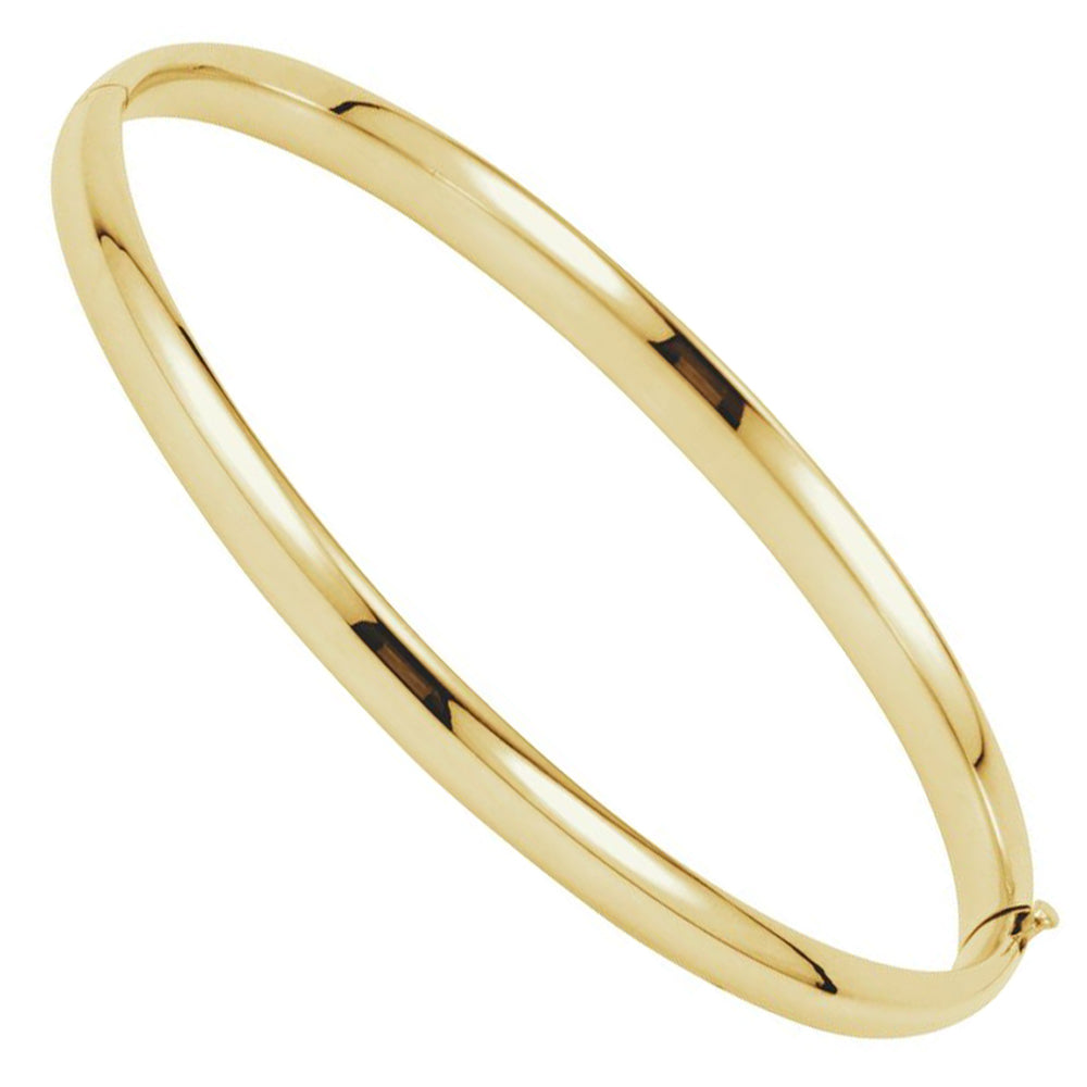 Alternate view of the 4.75mm 14k Yellow, White or Rose Gold Hollow Hinged Bangle Bracelet by The Black Bow Jewelry Co.