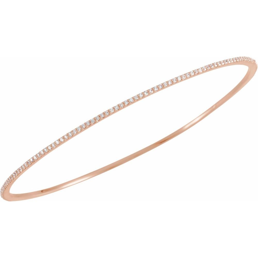 1.4mm 14k Yellow, White or Rose Gold 1 Ctw Diamond Bangle Bracelet, Item B15709 by The Black Bow Jewelry Co.