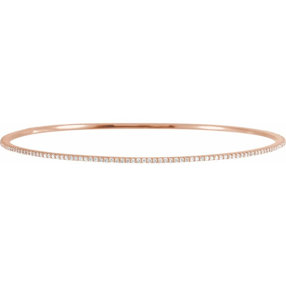 Alternate view of the 1.4mm 14k Rose Gold 1 Ctw Diamond Stackable Bangle Bracelet, 8 Inch by The Black Bow Jewelry Co.