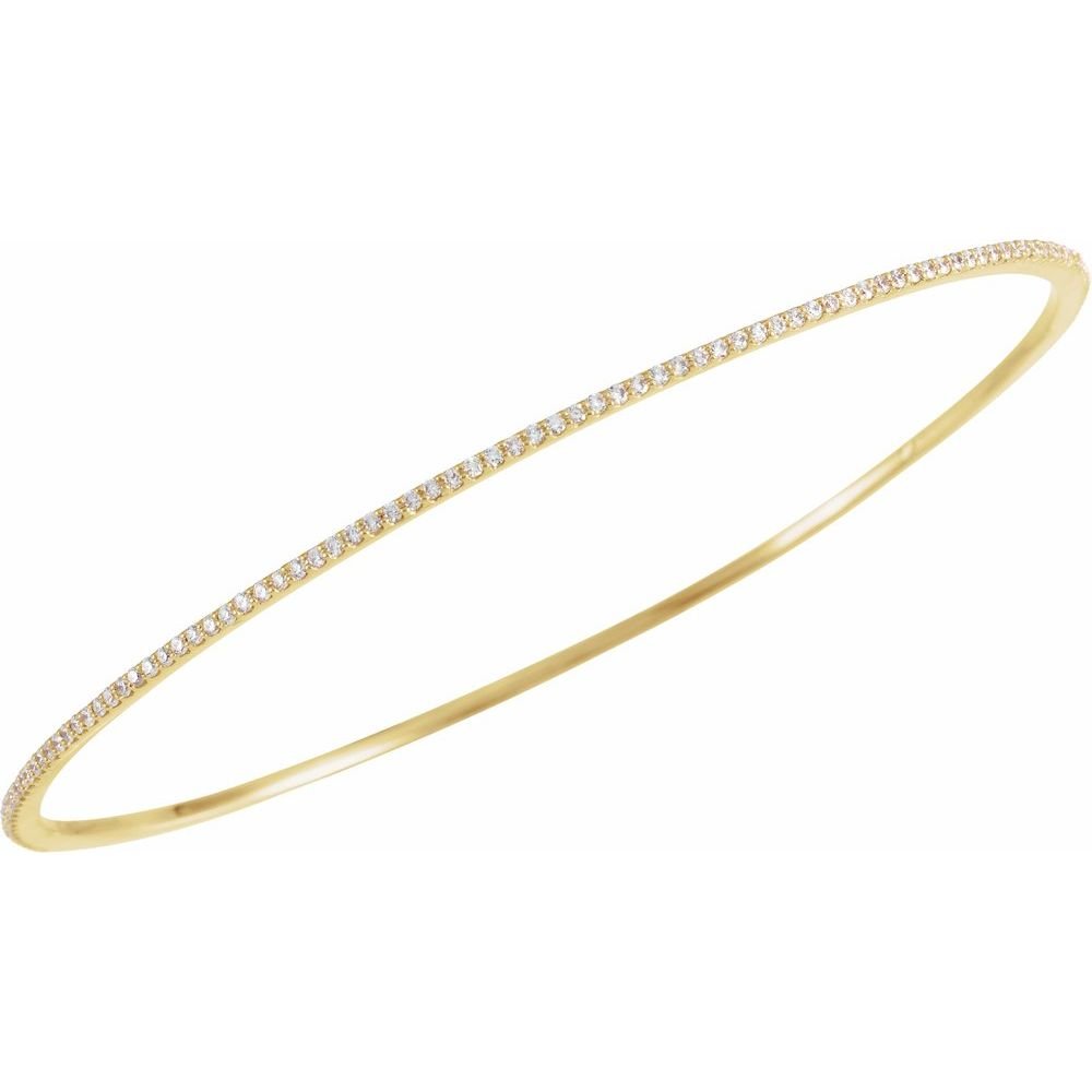 Alternate view of the 1.4mm 14k Yellow, White or Rose Gold 1 Ctw Diamond Bangle Bracelet by The Black Bow Jewelry Co.
