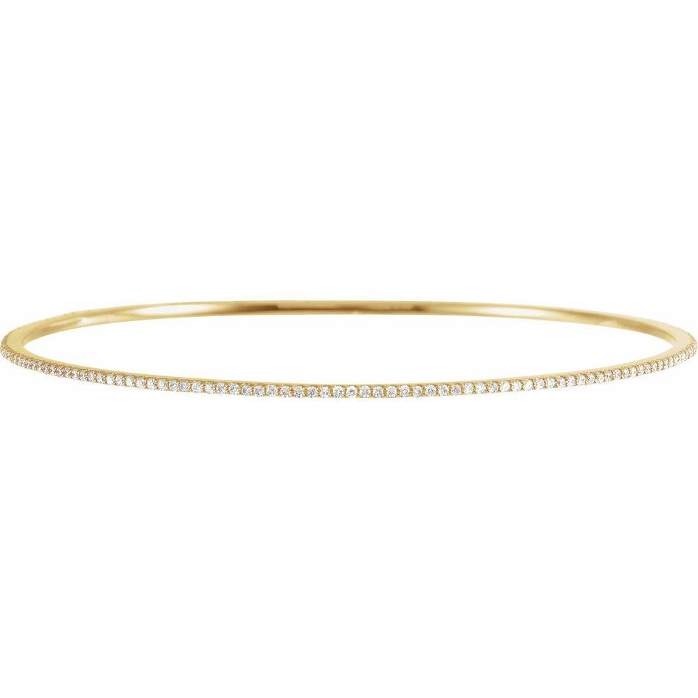 Alternate view of the 1.4mm 14k Yellow Gold 1 Ctw Diamond Stackable Bangle Bracelet, 8 Inch by The Black Bow Jewelry Co.