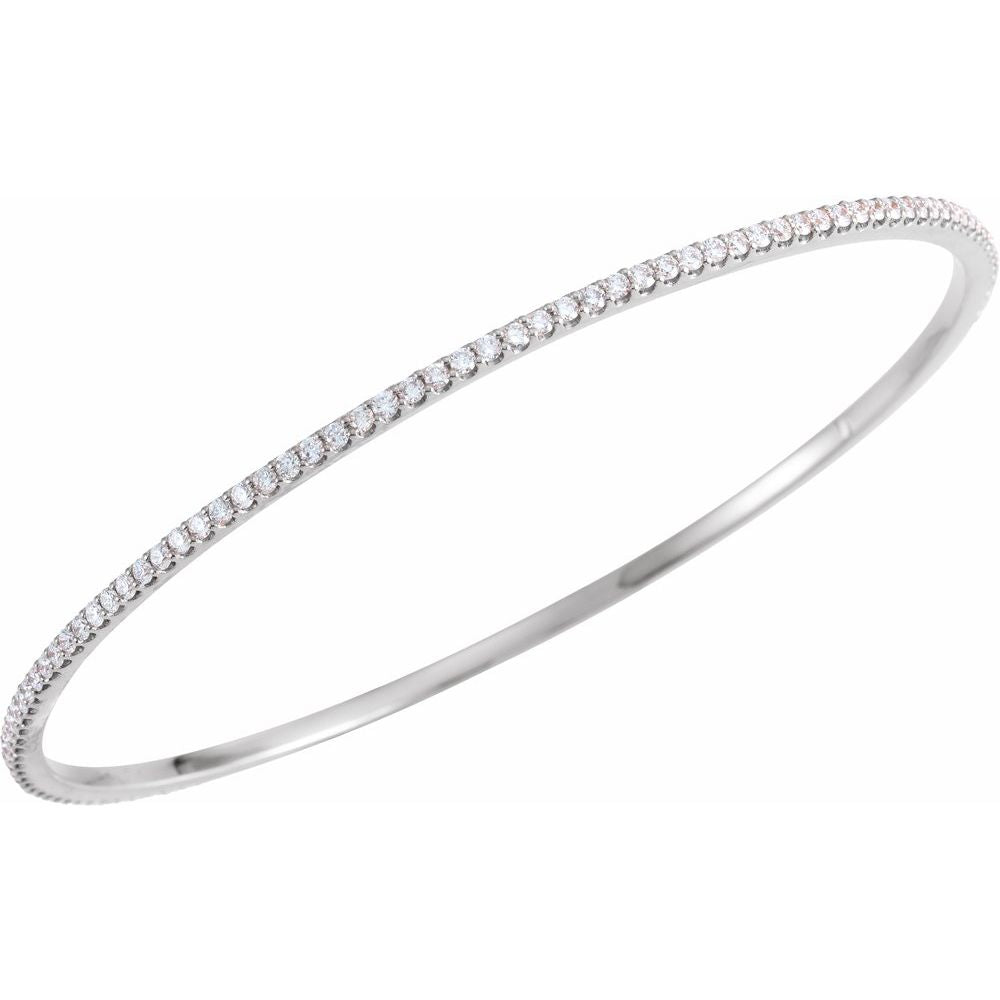 Alternate view of the 2.25mm 14k Yellow, White or Rose Gold 2 Ctw Diamond Bangle Bracelet by The Black Bow Jewelry Co.