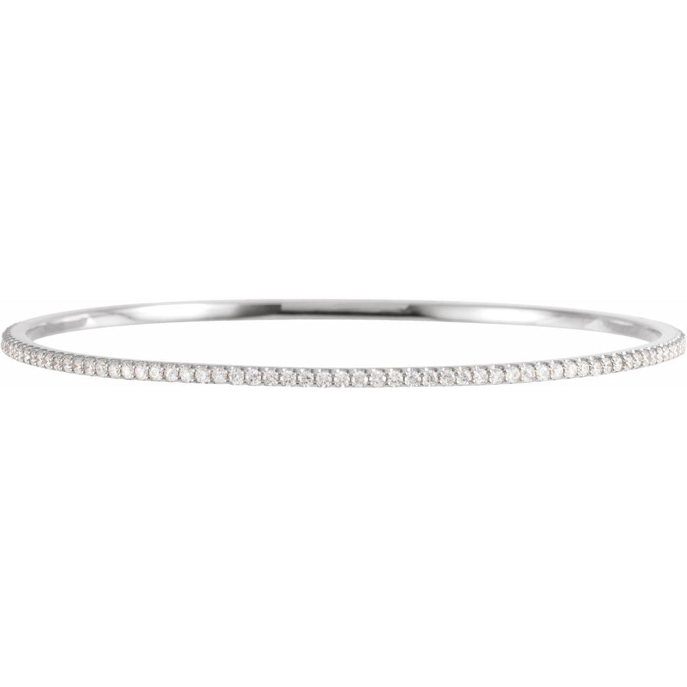 Alternate view of the 2.25mm 14k White Gold 2 Ctw Diamond Stackable Bangle Bracelet, 8 Inch by The Black Bow Jewelry Co.