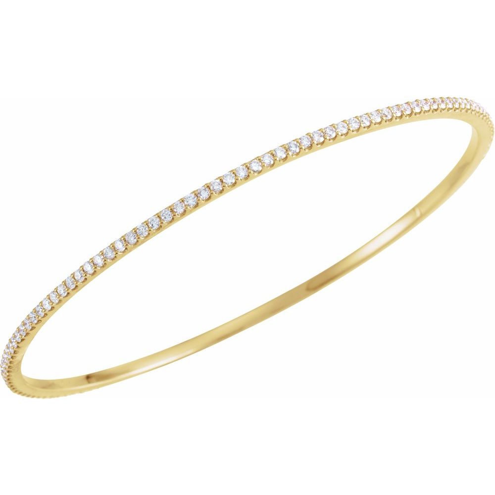 Alternate view of the 2.25mm 14k Yellow, White or Rose Gold 2 Ctw Diamond Bangle Bracelet by The Black Bow Jewelry Co.