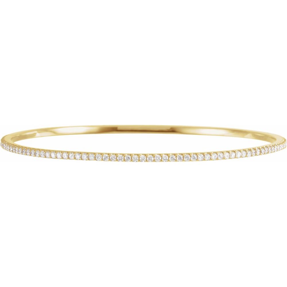 Alternate view of the 2.25mm 14k Yellow Gold 2 Ctw Diamond Stackable Bangle Bracelet, 8 Inch by The Black Bow Jewelry Co.