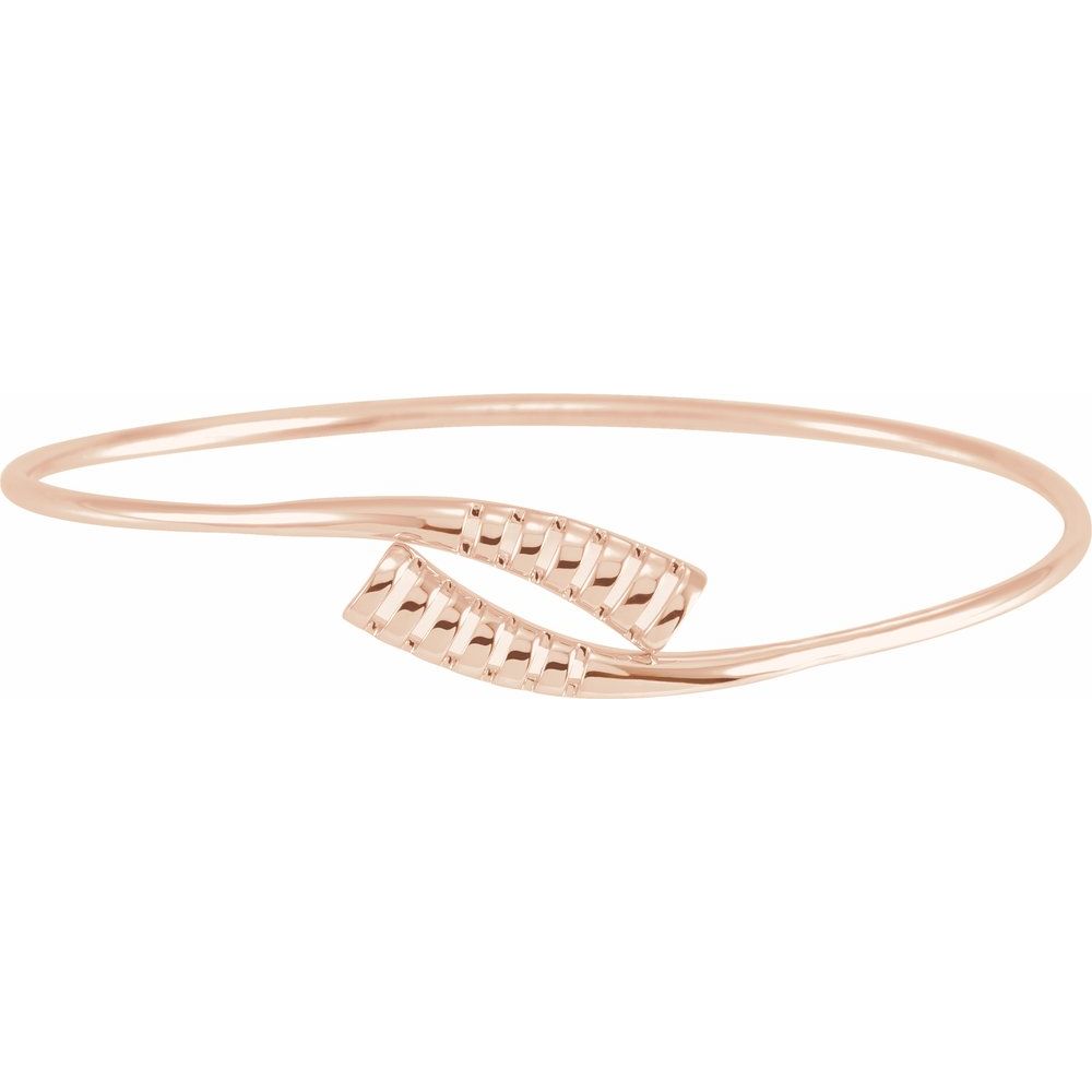 Alternate view of the 16.5mm 14k Rose Gold Bypass Bangle Bracelet, 7 Inch by The Black Bow Jewelry Co.