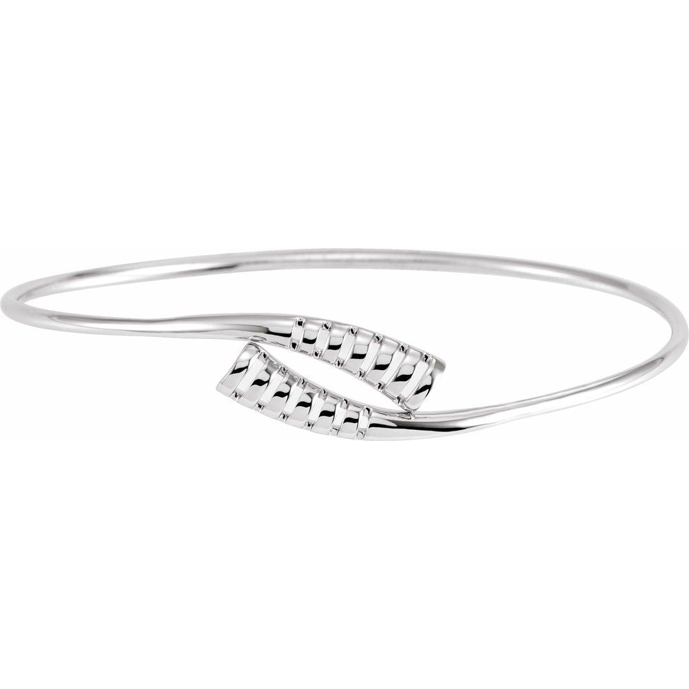 Alternate view of the 16.5mm 14k White Gold Bypass Bangle Bracelet, 7 Inch by The Black Bow Jewelry Co.