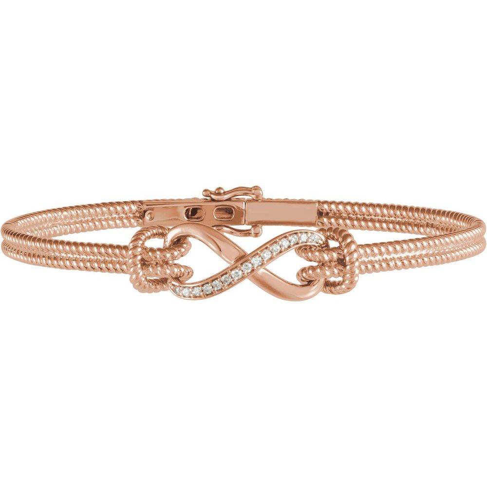 Alternate view of the 14k Rose Gold 1/8 Ctw Diamond Infinity Bangle Bracelet, 7.5 Inch by The Black Bow Jewelry Co.