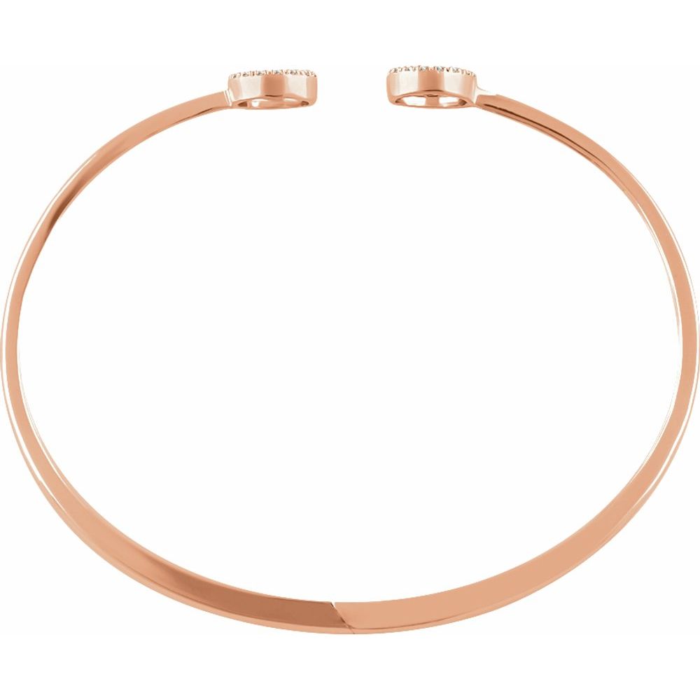 Alternate view of the 14k Rose Gold 1/8 Ctw Diamond Circle Hinged Cuff Bracelet, 7 Inch by The Black Bow Jewelry Co.
