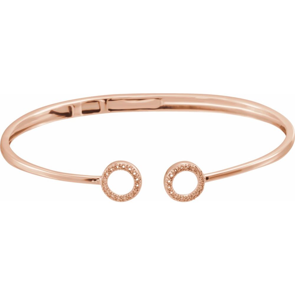 Alternate view of the 14k Rose Gold 1/8 Ctw Diamond Circle Hinged Cuff Bracelet, 7 Inch by The Black Bow Jewelry Co.