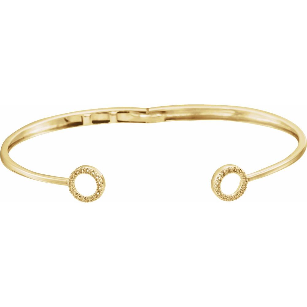Alternate view of the 14k Yellow Gold 1/8 Ctw Diamond Circle Hinged Cuff Bracelet, 7 Inch by The Black Bow Jewelry Co.