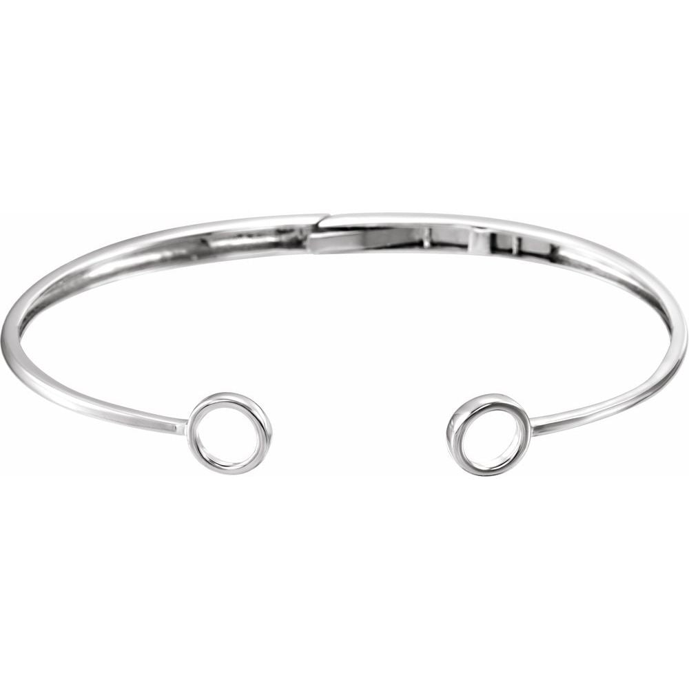 Alternate view of the 14k White Gold Hinged Circle Cuff Bracelet, 7 Inch by The Black Bow Jewelry Co.