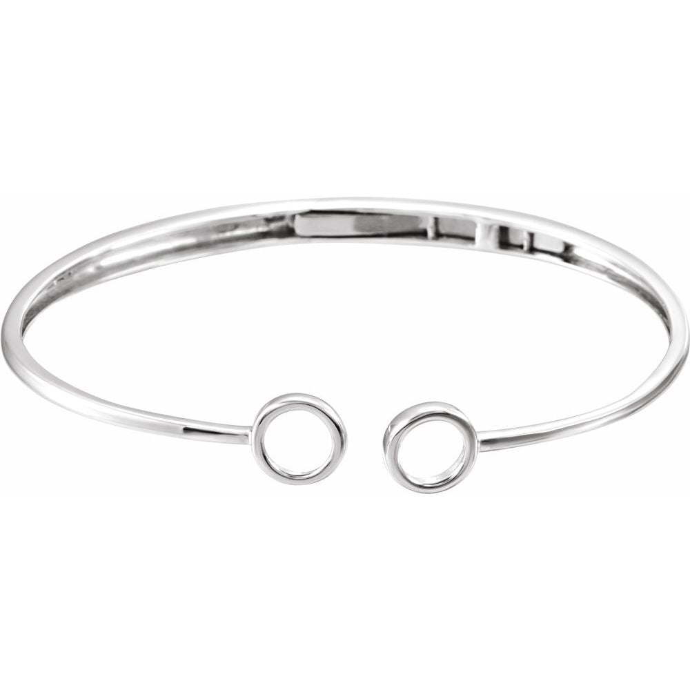 Alternate view of the 14k White Gold Hinged Circle Cuff Bracelet, 7 Inch by The Black Bow Jewelry Co.