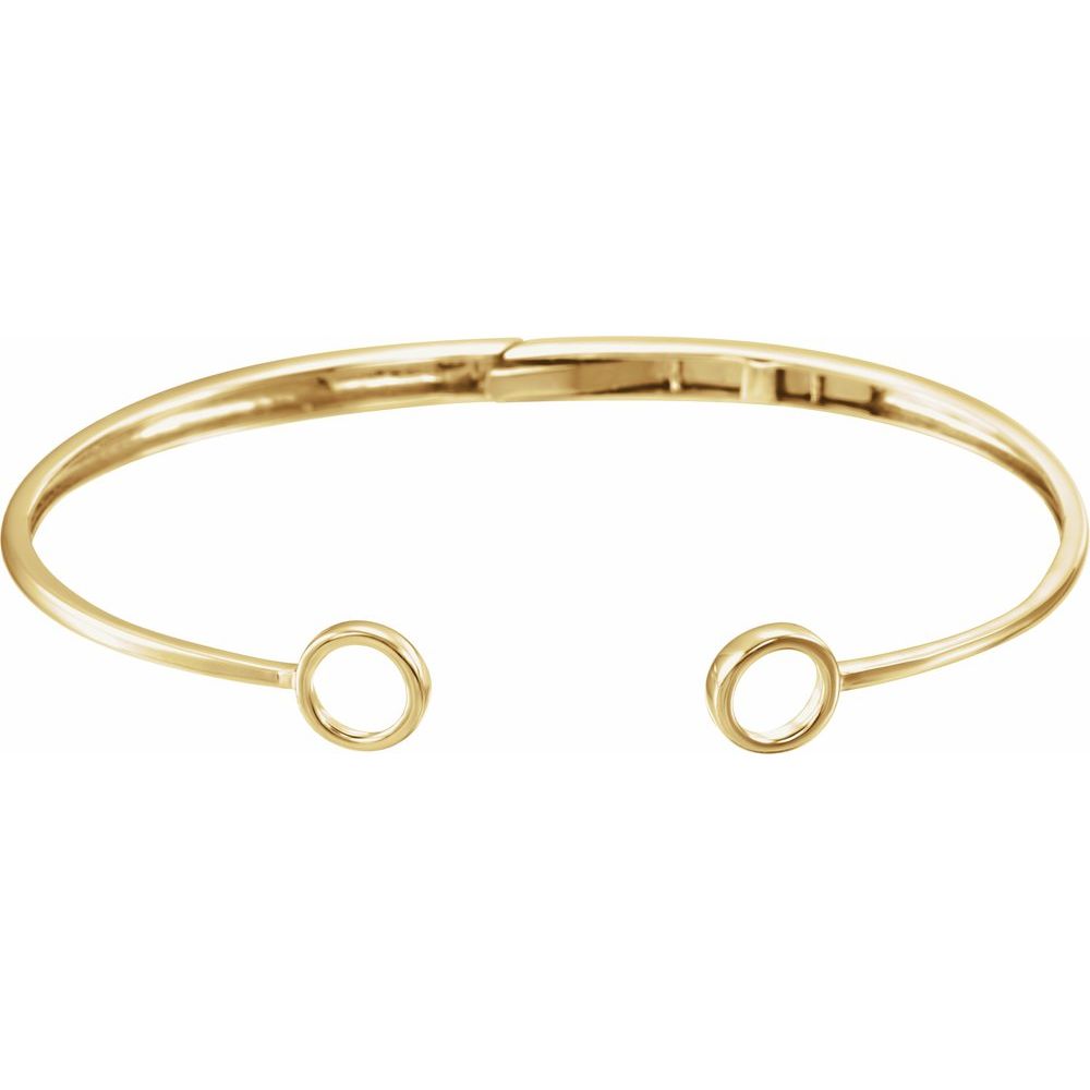 Alternate view of the 14k Yellow Gold Hinged Circle Cuff Bracelet, 7 Inch by The Black Bow Jewelry Co.