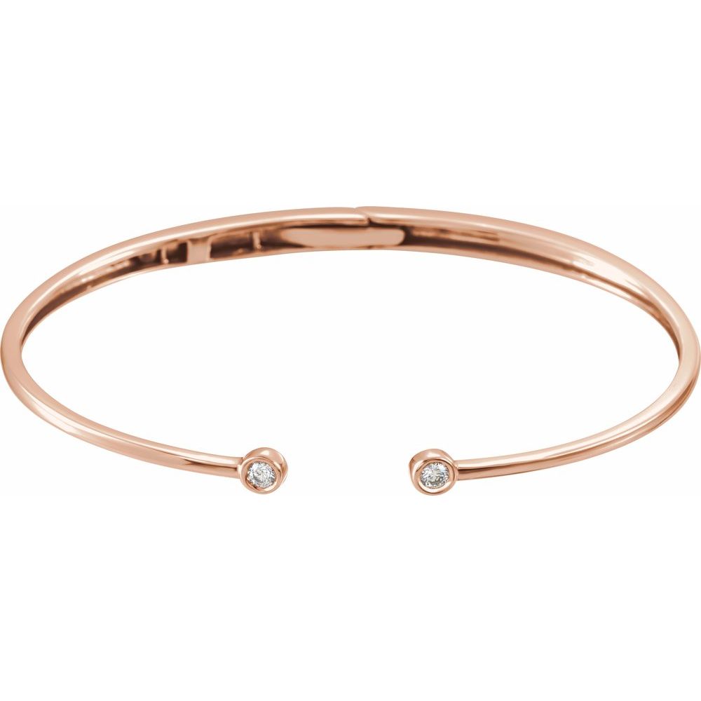 Alternate view of the 14k Rose Gold 1/6 Ctw Diamond Hinged Cuff Bracelet, 7 Inch by The Black Bow Jewelry Co.