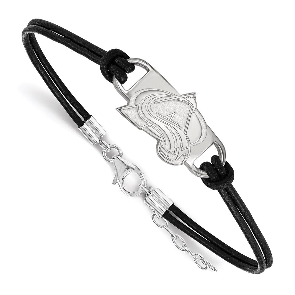 Sterling Silver &amp; Leather NHL Avalanche Adj. Bracelet, Item B15834 by The Black Bow Jewelry Co.