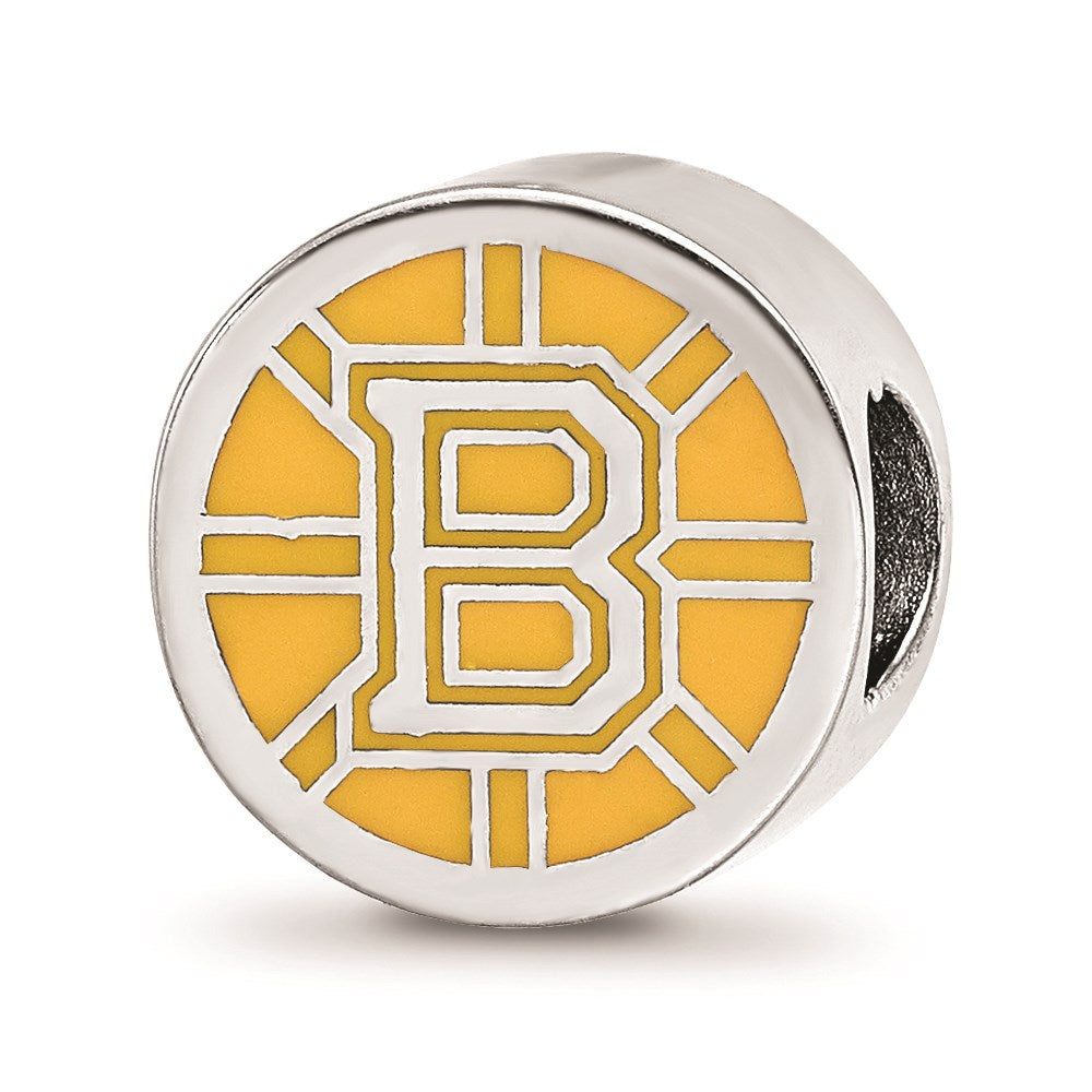 Sterling Silver NHL Boston Bruins Enamel Bead Charm, Item B18481 by The Black Bow Jewelry Co.
