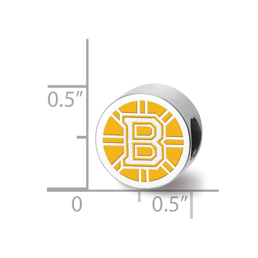 Alternate view of the Sterling Silver NHL Boston Bruins Enamel Bead Charm by The Black Bow Jewelry Co.