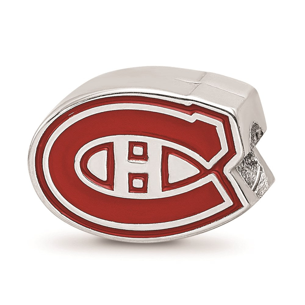 Sterling Silver NHL Montreal Canadiens Enamel Bead Charm, Item B18482 by The Black Bow Jewelry Co.