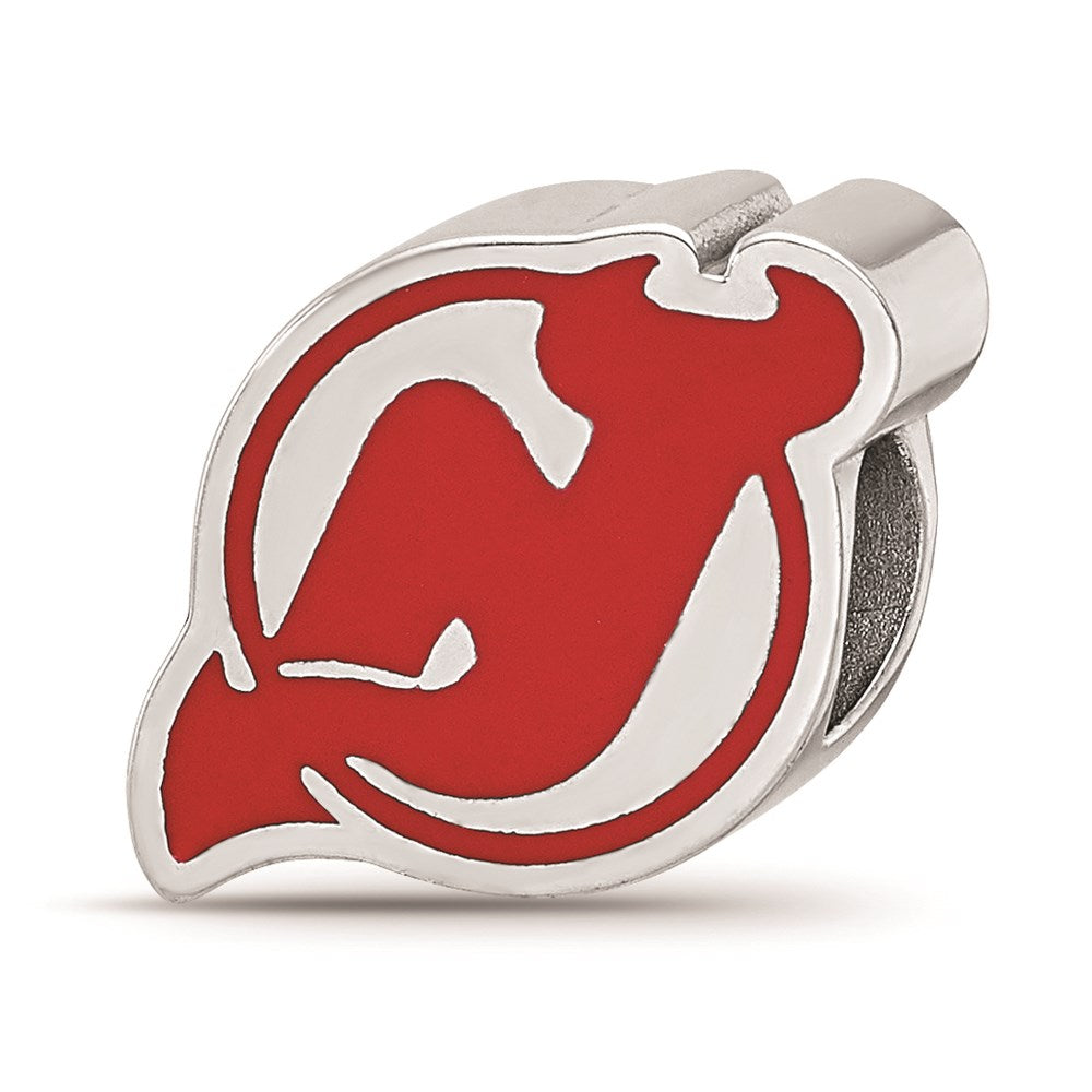 Sterling Silver NHL New Jersey Devils Enamel Bead Charm, Item B18486 by The Black Bow Jewelry Co.