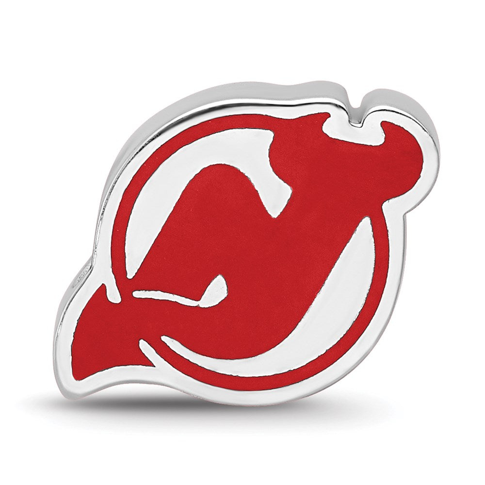 Alternate view of the Sterling Silver NHL New Jersey Devils Enamel Bead Charm by The Black Bow Jewelry Co.