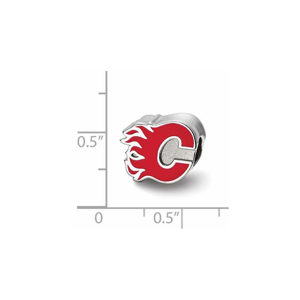 Alternate view of the Sterling Silver NHL Calgary Flames Flaming Enamel Bead Charm by The Black Bow Jewelry Co.