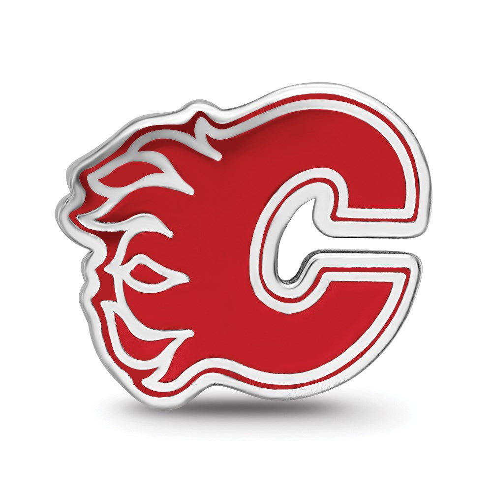 Alternate view of the Sterling Silver NHL Calgary Flames Flaming Enamel Bead Charm by The Black Bow Jewelry Co.