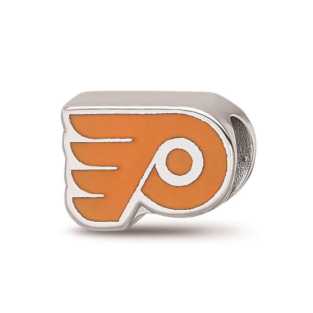 Sterling Silver NHL Philadelphia Flyers Enamel Bead Charm, Item B18488 by The Black Bow Jewelry Co.