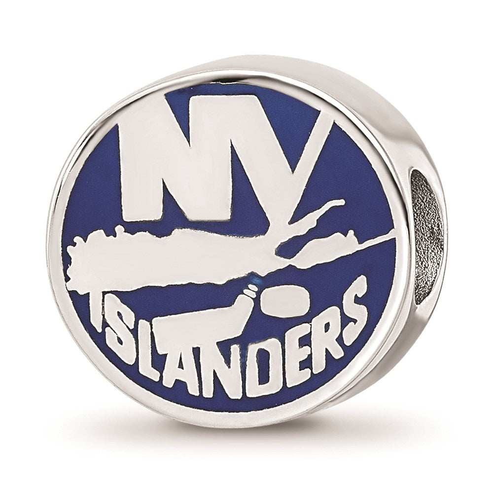 Sterling Silver NHL New York Islanders Enamel Bead Charm, Item B18490 by The Black Bow Jewelry Co.