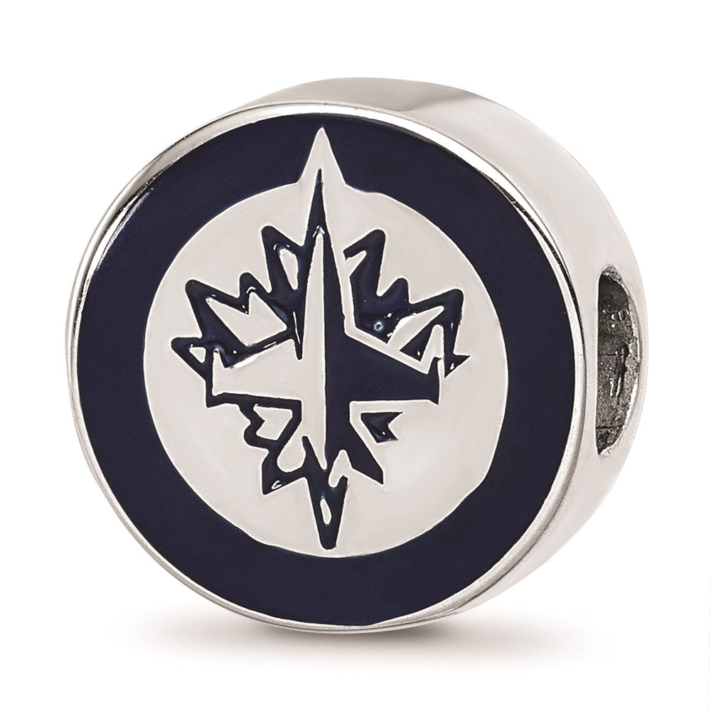 Sterling Silver NHL Winnipeg Jets Enamel Bead Charm, Item B18491 by The Black Bow Jewelry Co.