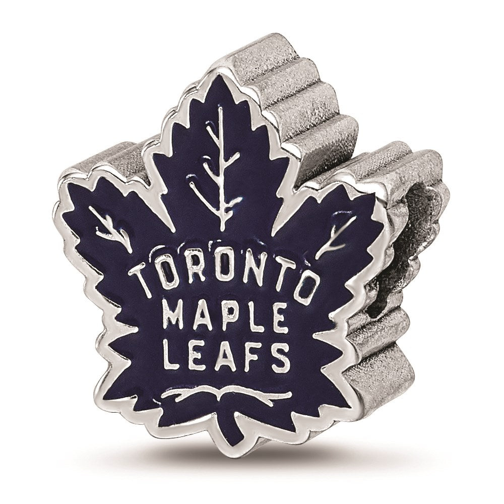 Sterling Silver NHL Toronto Maple Leafs Enamel Bead Charm, Item B18494 by The Black Bow Jewelry Co.