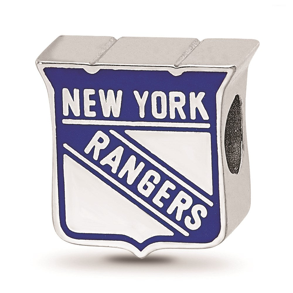 Sterling Silver NHL New York Rangers Enamel Bead Charm, Item B18497 by The Black Bow Jewelry Co.