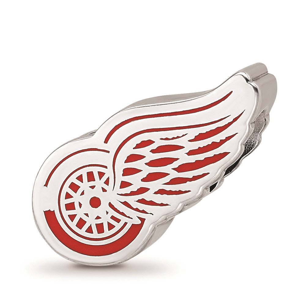 Sterling Silver NHL Detroit Red Wings Enamel Bead Charm, Item B18498 by The Black Bow Jewelry Co.