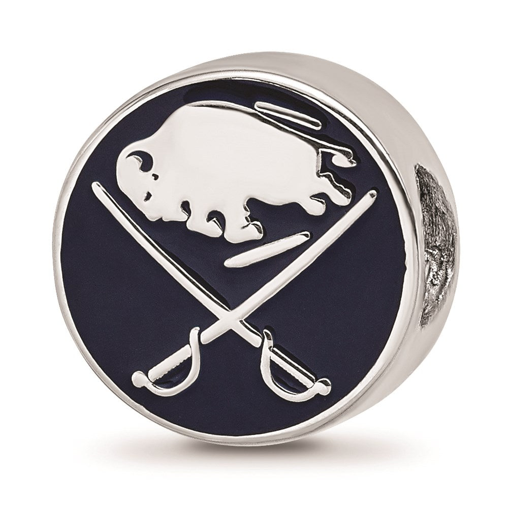 Sterling Silver NHL Buffalo Sabres Enamel Bead Charm, Item B18499 by The Black Bow Jewelry Co.