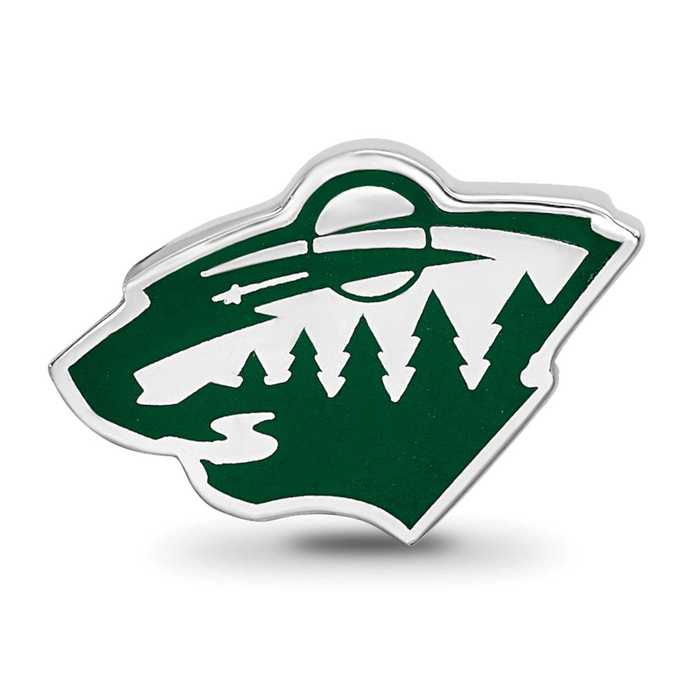 Alternate view of the Sterling Silver NHL Minnesota Wild Enamel Bead Charm by The Black Bow Jewelry Co.