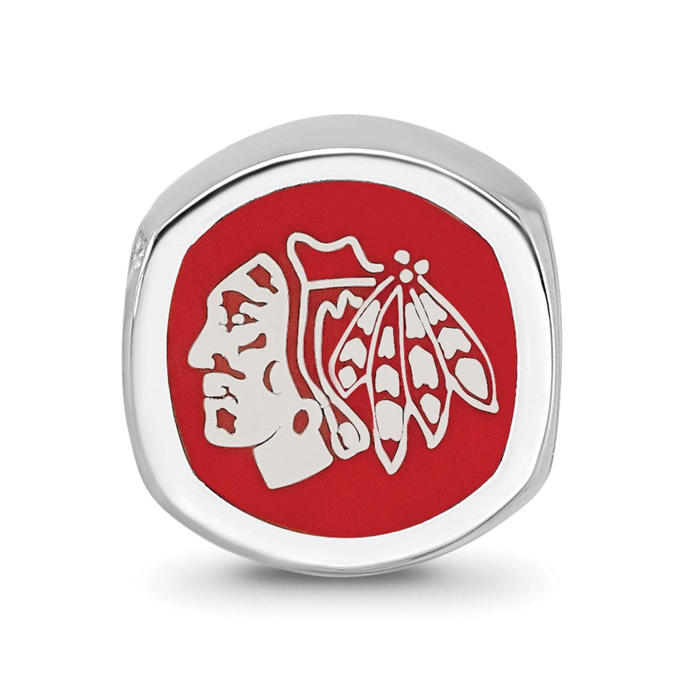 Alternate view of the Sterling Silver NHL Chicago Blackhawks Cushion Enamel Bead by The Black Bow Jewelry Co.