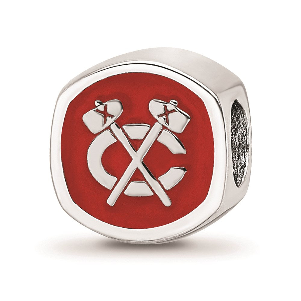 Alternate view of the Sterling Silver NHL Chicago Blackhawks Cushion Enamel Bead by The Black Bow Jewelry Co.