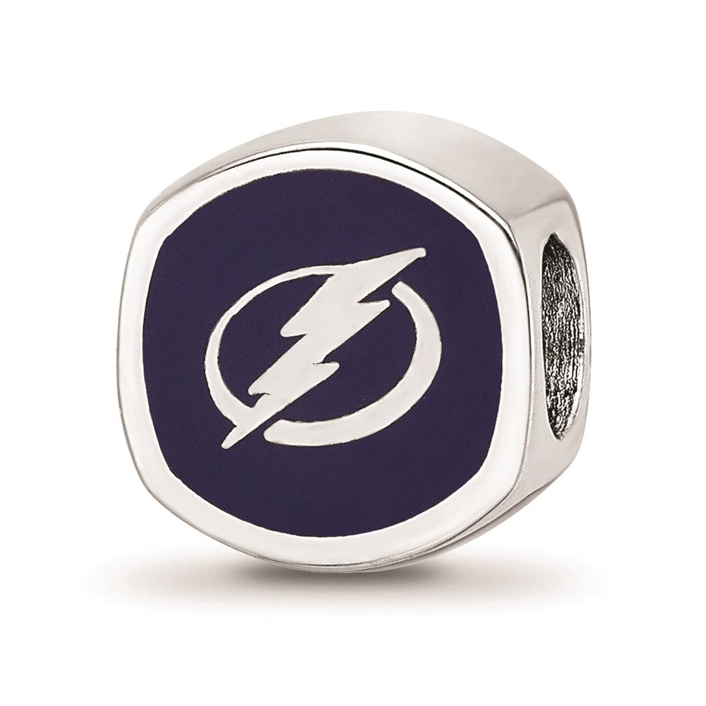Sterling Silver NHL Tampa Bay Lightning Cushion Enamel Bead, Item B18506 by The Black Bow Jewelry Co.