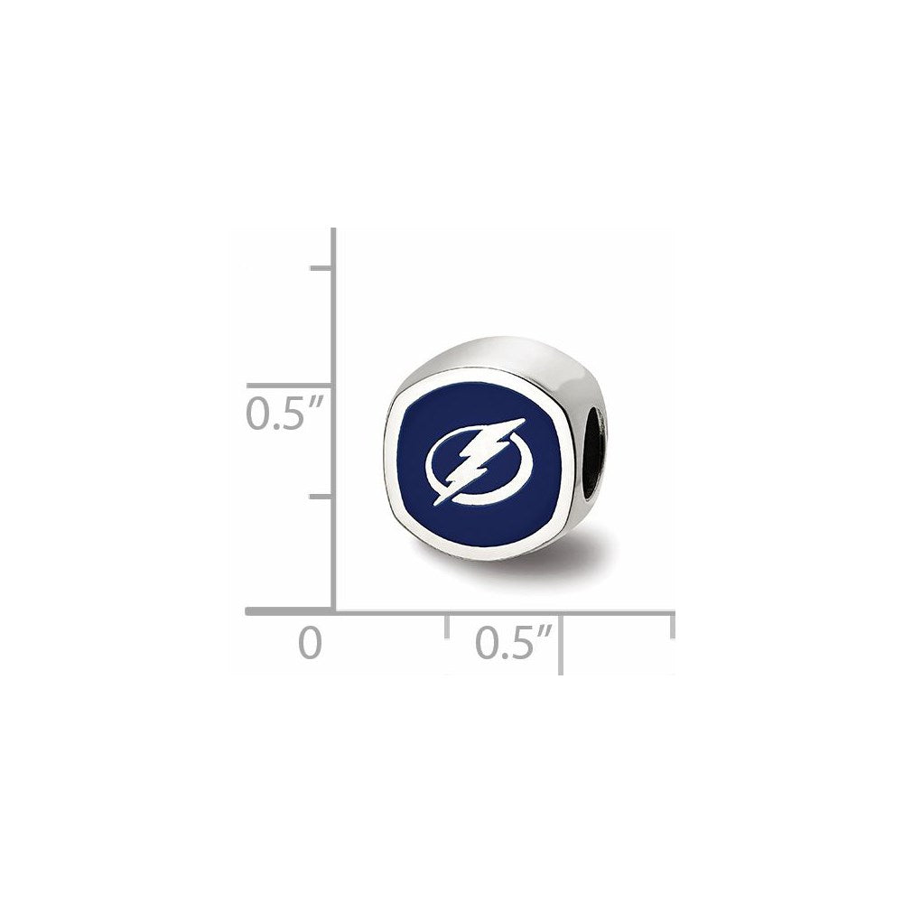 Alternate view of the Sterling Silver NHL Tampa Bay Lightning Cushion Enamel Bead by The Black Bow Jewelry Co.