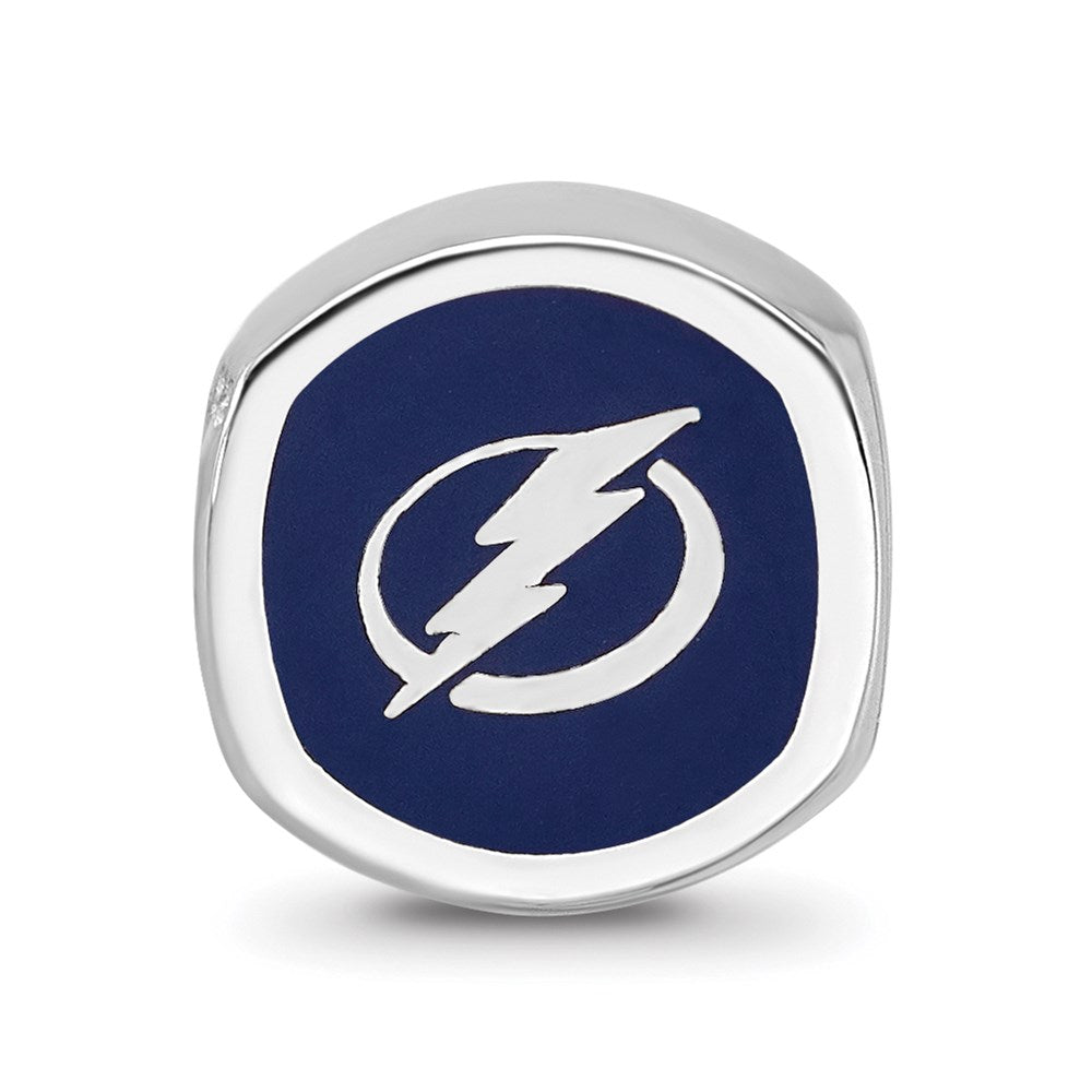 Alternate view of the Sterling Silver NHL Tampa Bay Lightning Cushion Enamel Bead by The Black Bow Jewelry Co.