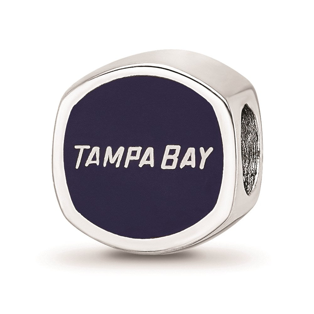 Alternate view of the Sterling Silver NHL Tampa Bay Lightning Cushion Enamel Bead by The Black Bow Jewelry Co.